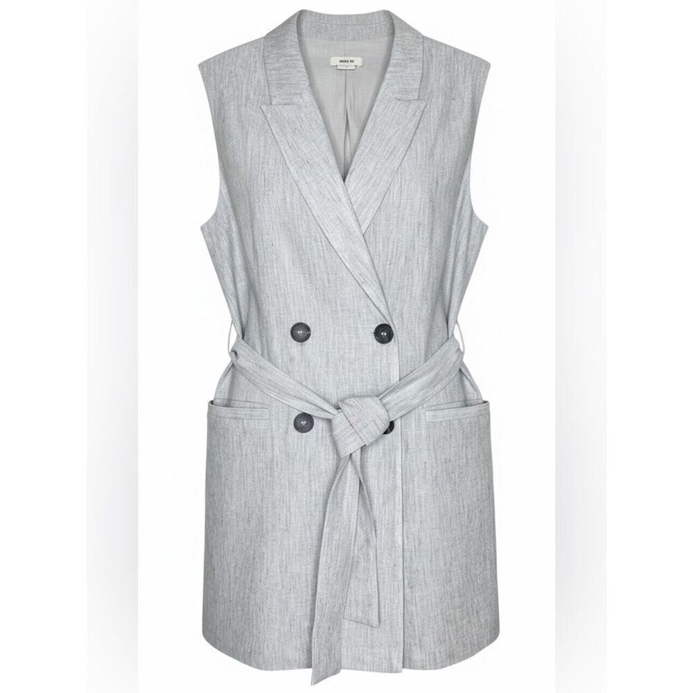 Jason Wu Elegant Heather Gray Blazer Dress Vest Med
